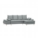 Convertible corner sofa 5 places fabric Right Angle CHAPUIS (Celadon Blue)