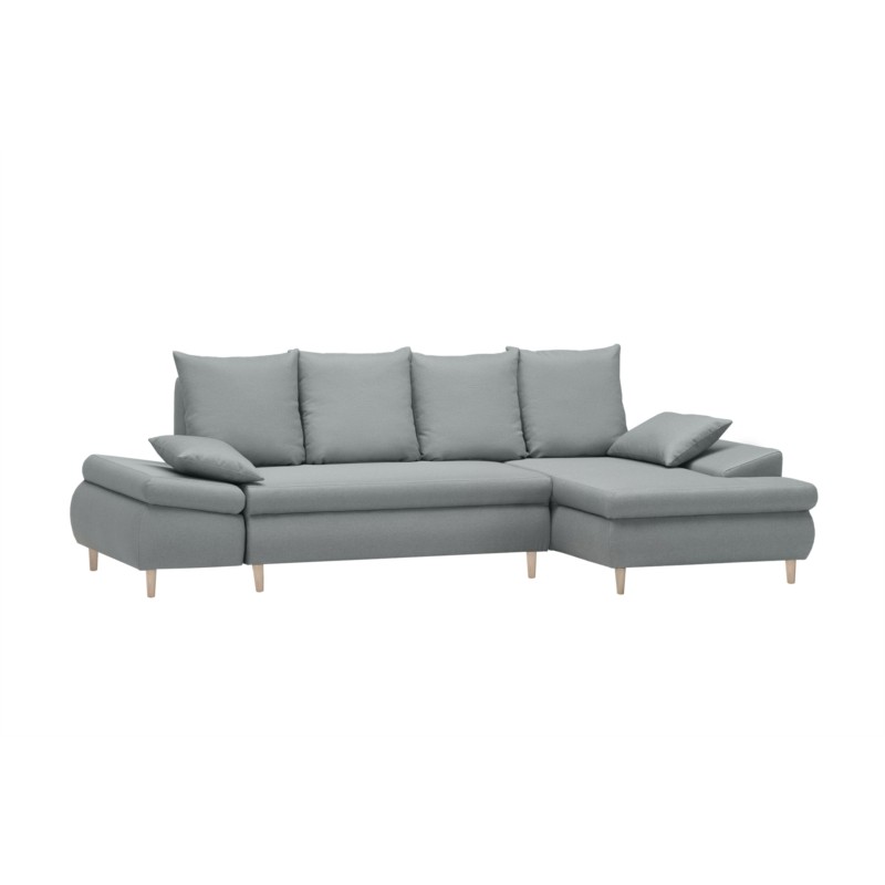 Convertible corner sofa 5 places fabric Right Angle CHAPUIS (Celadon Blue) - image 55785