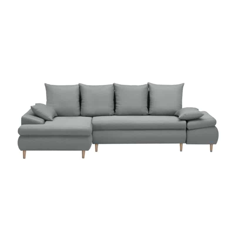 Convertible corner sofa 5 places fabric Left Corner CHAPUIS (Celadon Blue) - image 55798
