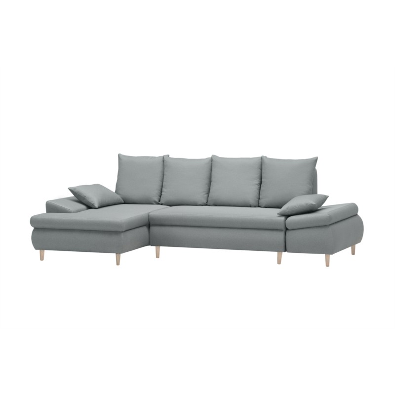 Convertible corner sofa 5 places fabric Left Corner CHAPUIS (Celadon Blue) - image 55802