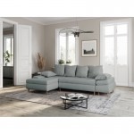 Convertible corner sofa 5 places fabric Left Corner CHAPUIS (Celadon Blue)