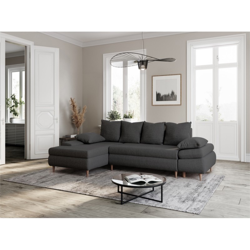 Convertible corner sofa 5 places fabric Left Angle CHAPUIS (Dark grey) - image 55824