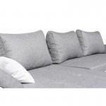 Convertible corner sofa 4 places fabric and imitation CATHIA (Grey, white)