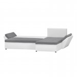 Canapé d'angle convertible 4 places tissu et simili CATHIA (Gris, blanc)