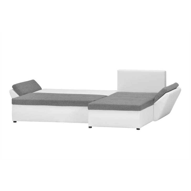 Canapé d'angle convertible 4 places tissu et simili CATHIA (Gris, blanc) - image 55850
