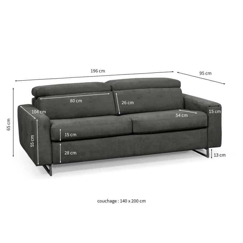 Sofa bed 3 places fabric MINA (Dark grey) - image 55867