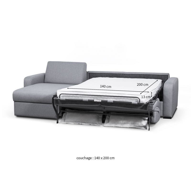 Convertible corner sofa 3 places fabric Left Angle LANDIN (Light grey) - image 55898