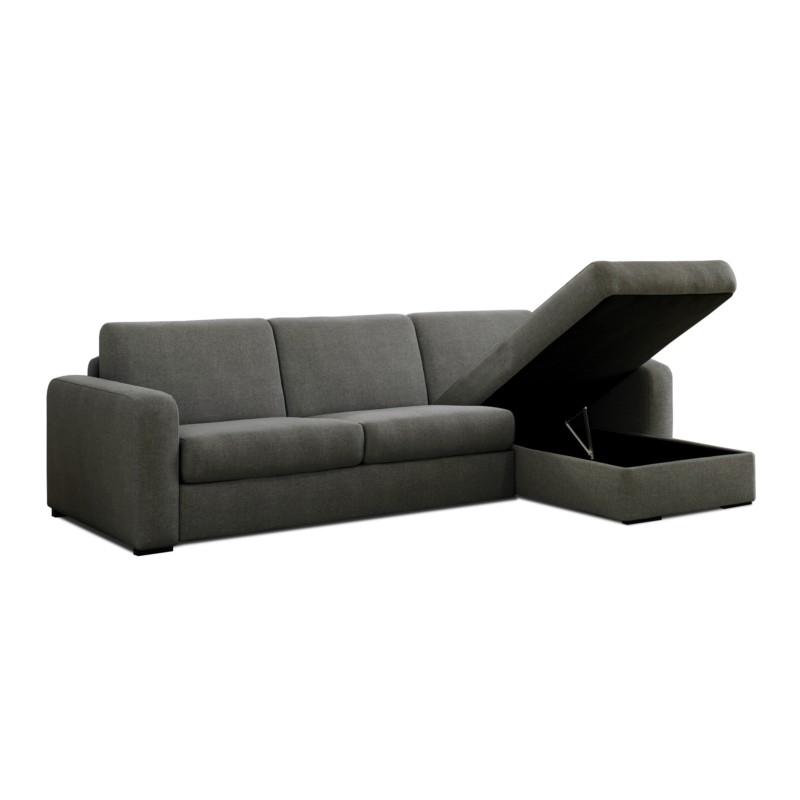 Convertible corner sofa 3 places fabric Right Angle LANDIN (Dark grey) - image 55907