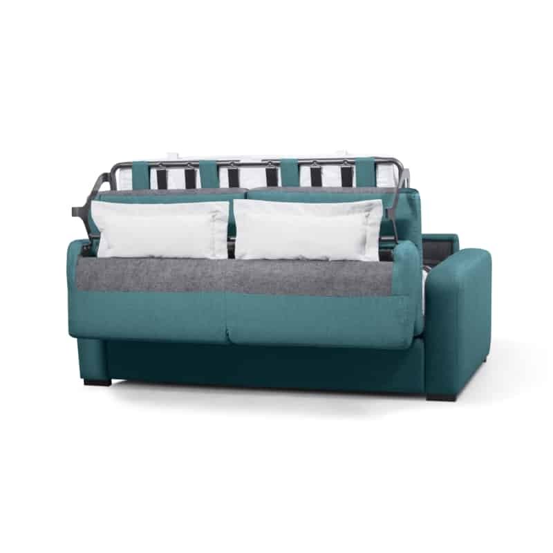  Sofa bed 3 places fabric Mattress 160 cm LANDIN (Duck blue) - image 55926