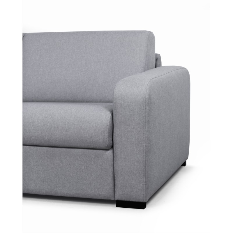  Sofa bed 3 places fabric Mattress 160 cm LANDIN (Light grey) - image 55956