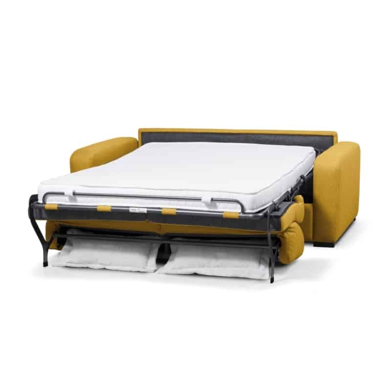  Sofa bed 3 places fabric Mattress 160 cm LANDIN (Yellow) - image 55975