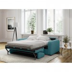 Sofa bed 3 places fabric Mattress 140 cm LANDIN (Duck blue)