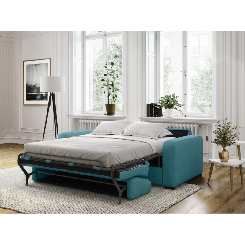 Sofa bed 3 places fabric Mattress 140 cm LANDIN (Duck blue) - image 55992