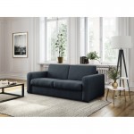Sofa bed 3 places fabric Mattress 140 cm LANDIN (Dark blue)