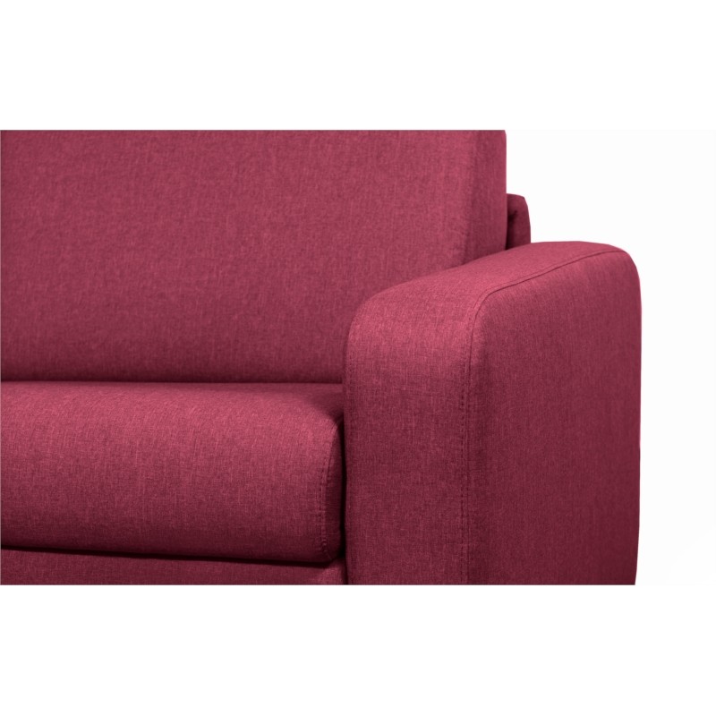 Sofa bed 3 places fabric Mattress 140 cm LANDIN (Bordeaux) - image 56014