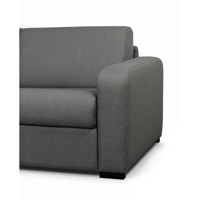 Sofa bed 3 places fabric Mattress 140 cm LANDIN (Dark grey) - image 56029