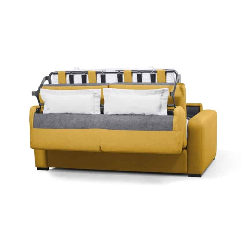Sofa bed 3 places fabric Mattress 140 cm LANDIN (Yellow) - image 56042