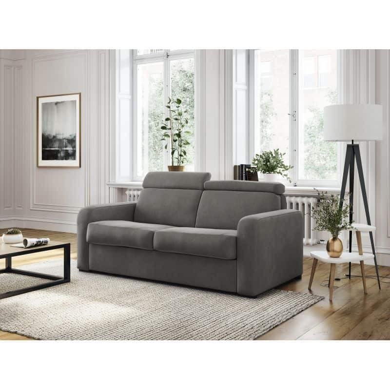 Sofa bed 3 places head fabric CAROLE (Dark grey) - image 56064
