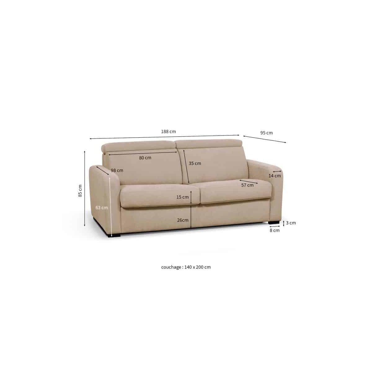 EVERGREENWEB – Sofá cama Clic Clac de tela color beige, sofá cama de 3  plazas de diseño moderno, práctico y cómodo con colchón de espuma – Modelo