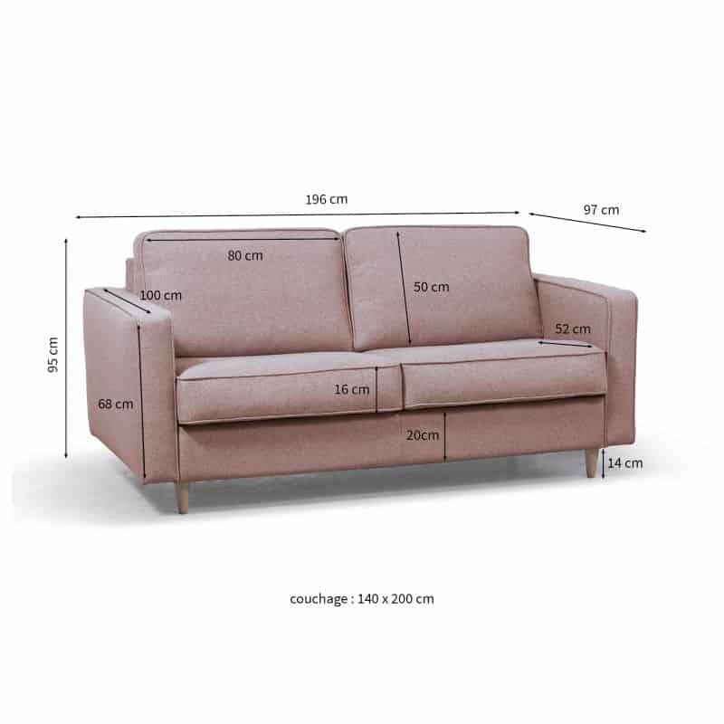 Sofa bed 3 places fabric BOLI (Pink) - image 56113