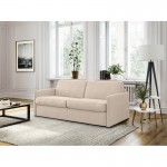 Sofa bed 3 places fabric CANDY Mattress 140cm (Beige)