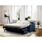 Sofá cama 3 plazas tela CANDY Colchón 140cm (Azul oscuro)