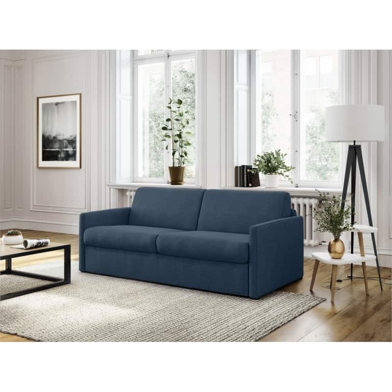 Sofa bed 3 places fabric CANDY Mattress 140cm (Dark blue) - image 56133