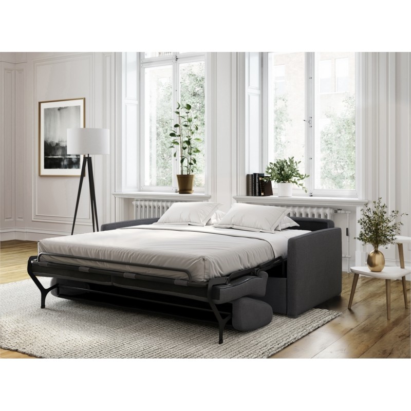 Sistema divano letto express posti letto 3 posti tessuto CANDY (Grigio scuro) - image 56179