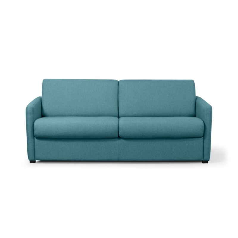 Sistema divano letto express dormire 3 posti tessuto CANDY Materasso 140 cm (Blu anatra) - image 56182