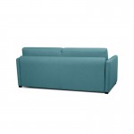 Sistema divano letto express dormire 3 posti tessuto CANDY Materasso 140 cm (Blu anatra)
