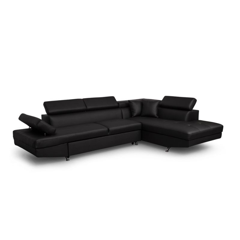 Convertible corner sofa 5 places imitation Right Angle RIO (Black) - image 56247