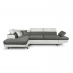 Convertible corner sofa 5 places imitation Left Angle RIO (Grey, white)