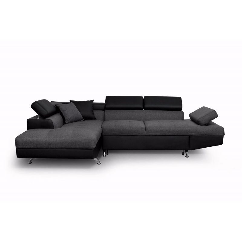 Convertible corner sofa 5 places imitation Left Angle RIO (Grey, black) - image 56287
