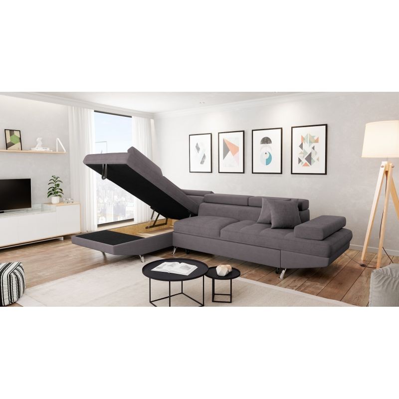 Convertible corner sofa 5 places microfiber Left Corner RIO (Grey) - image 56310