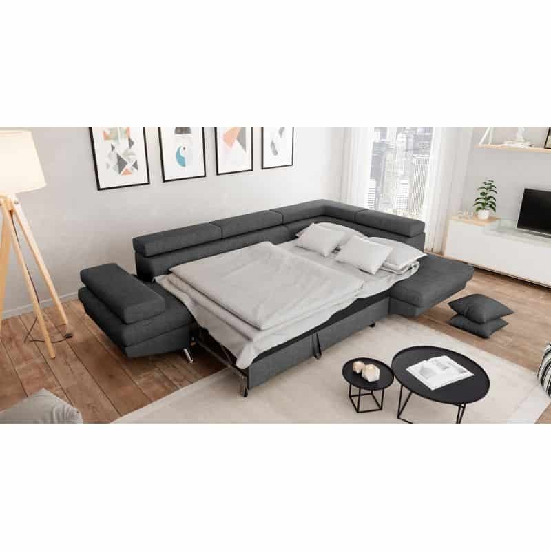 Convertible corner sofa 5 places fabric Right Angle RIO (Dark grey) - image 56320