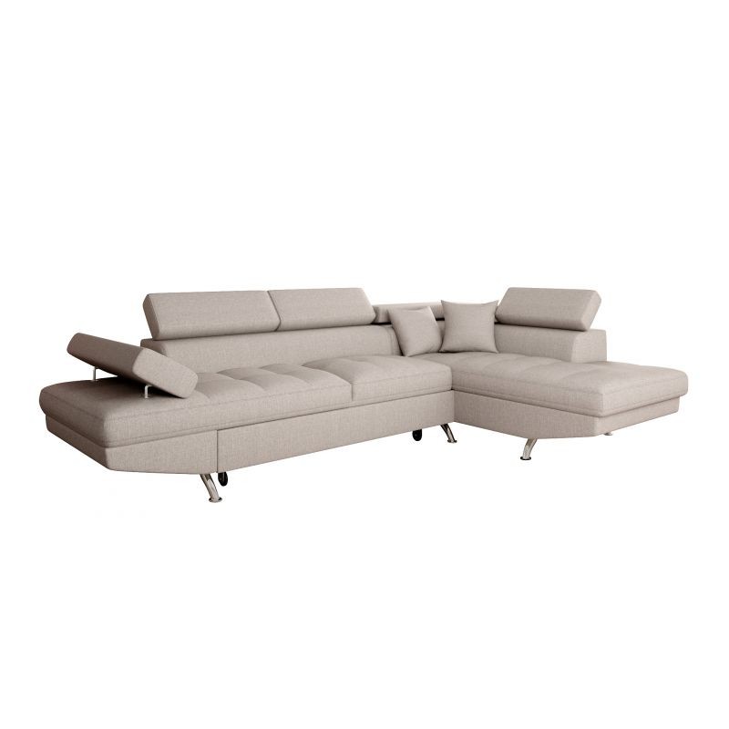 Convertible corner sofa 5 places fabric Right Angle RIO (Beige) - image 56343