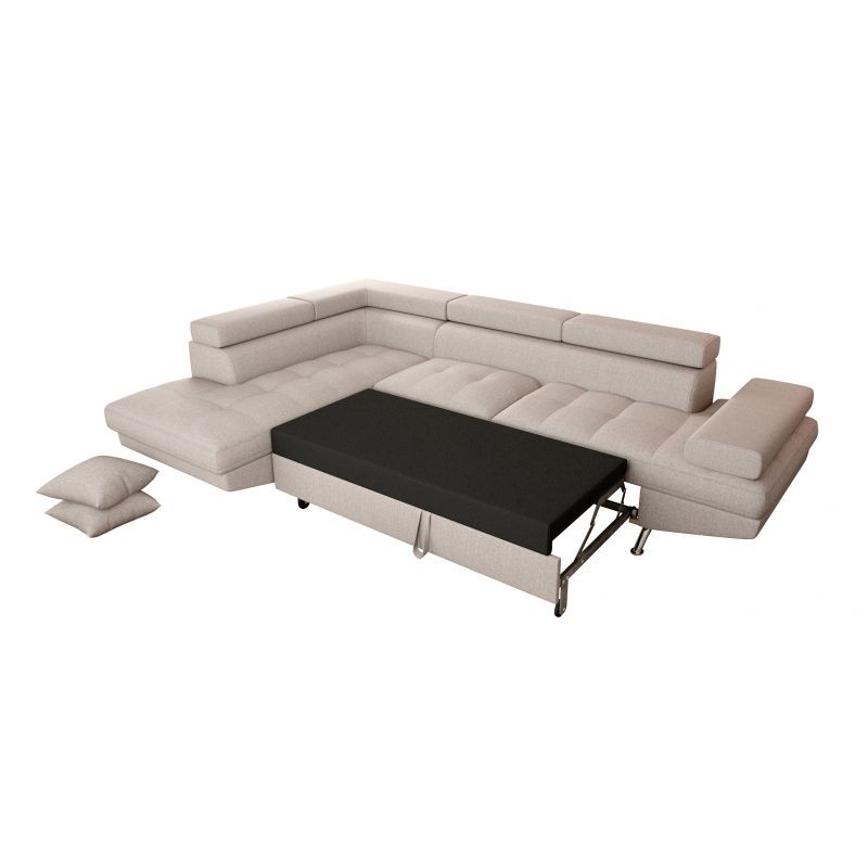Convertible corner sofa 5 places fabric Left Corner RIO (Beige) - image 56353