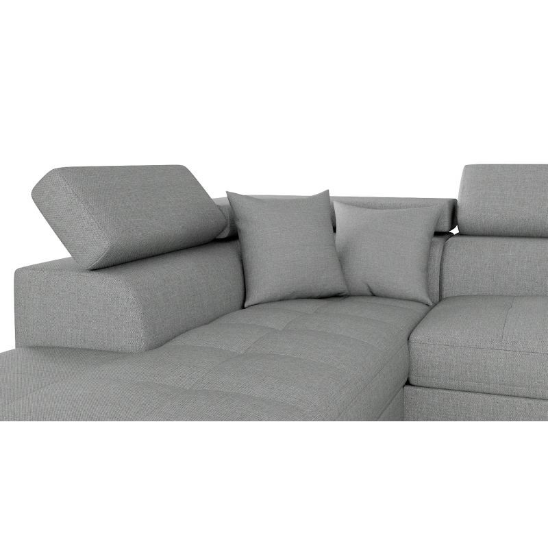 Convertible corner sofa 5 places fabric Left Corner RIO (Light grey) - image 56372