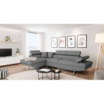 Convertible corner sofa 5 places fabric Left Corner RIO (Light grey)
