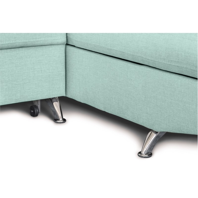 Convertible corner sofa 5 places fabric Right Angle RIO (Light blue) - image 56401