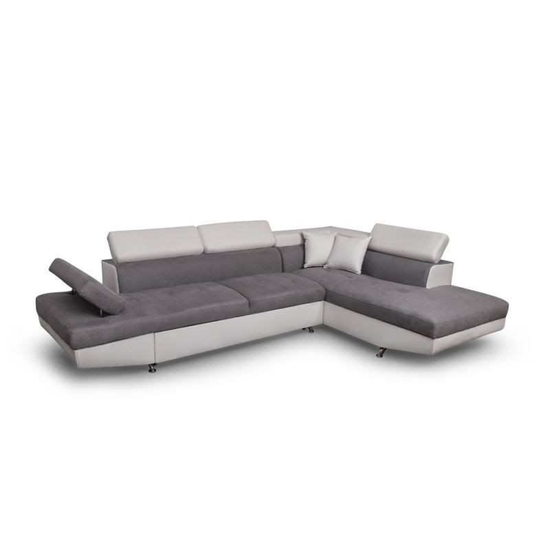 Convertible corner sofa 5 places microfiber and imitation Right Angle RIO (Grey, white) - image 56499