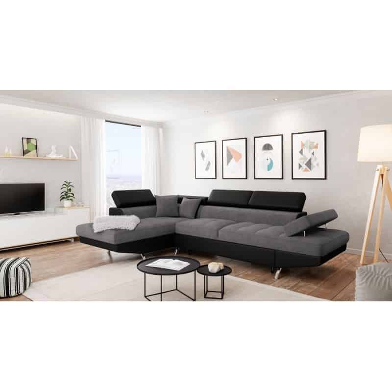 Convertible corner sofa 5 places microfiber and imitation Left Angle RIO (Grey, black) - image 56510
