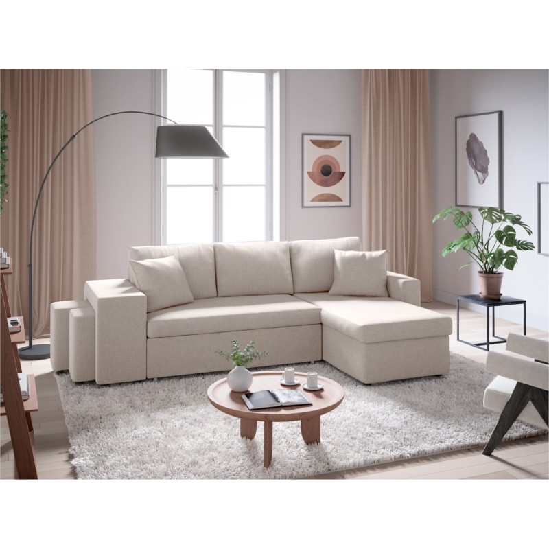 Corner sofa convertible fabric Niche left BENTO (Beige) - image 56534