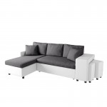 Convertible corner sofa microfiber and imitation Niche on the right BENTO (Grey, white)