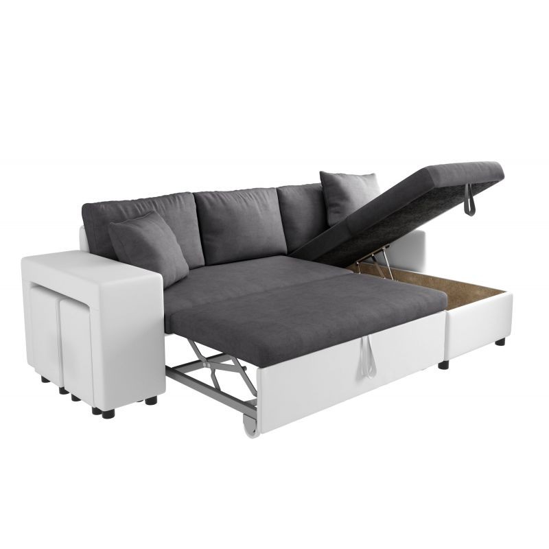Corner sofa convertible microfiber and imitation Niche on the Left BENTO (Grey, white) - image 56549