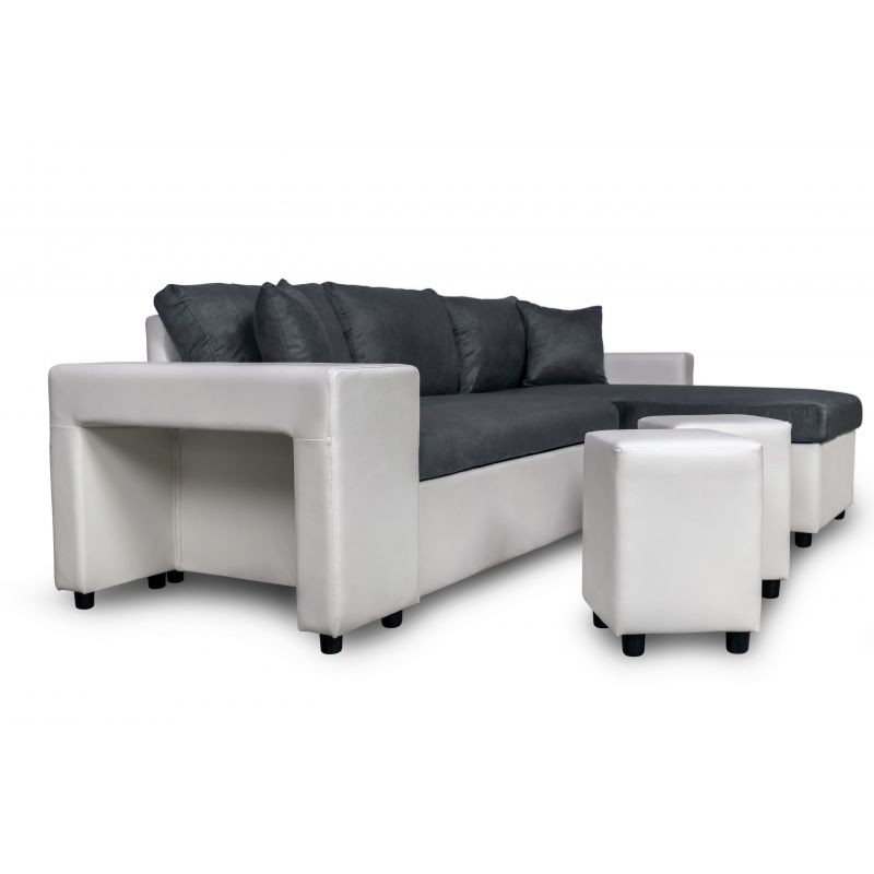 Corner sofa convertible microfiber and imitation Niche on the Left BENTO (Grey, white) - image 56552