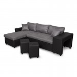 Corner sofa convertible microfiber and imitation Niche right BENTO (Grey, black)