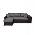 Corner sofa convertible microfiber and imitation Niche right BENTO (Grey, black)