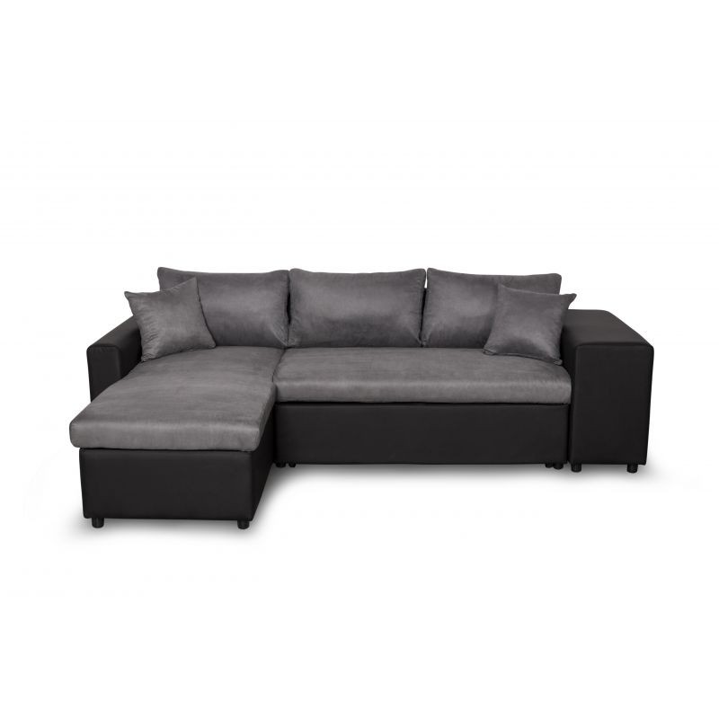 Corner sofa convertible microfiber and imitation Niche right BENTO (Grey, black) - image 56564