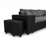 Corner sofa convertible microfiber and imitation Niche on the Left BENTO (Grey, Black)